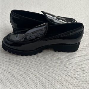 Donald Pliner Elen Cici Patent Leather Lug Sole Loafers Black Size 8